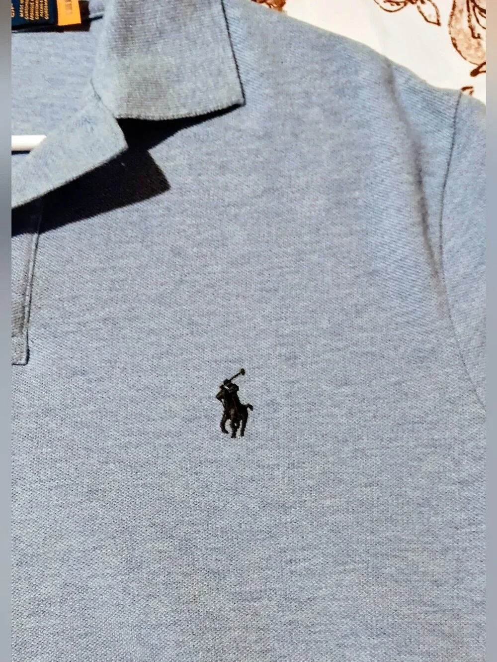 Polo by Ralph Lauren Men's  Blue Polo Custo. Slim Fit Shirt- Large